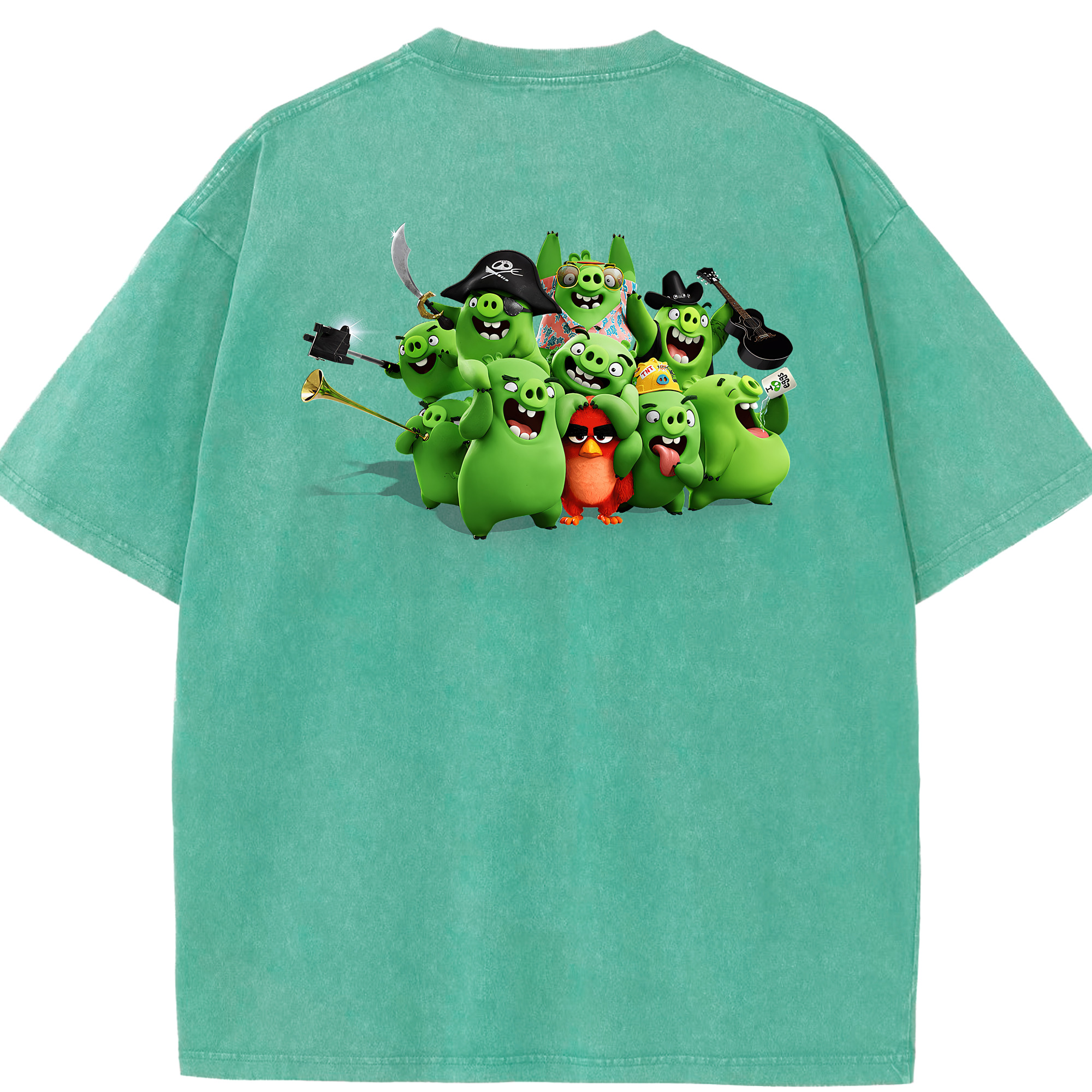 （画像用） Angry Birds アングリーバード 綿100% ヴィンテージ風 半袖Tシャツ（背面プリント）